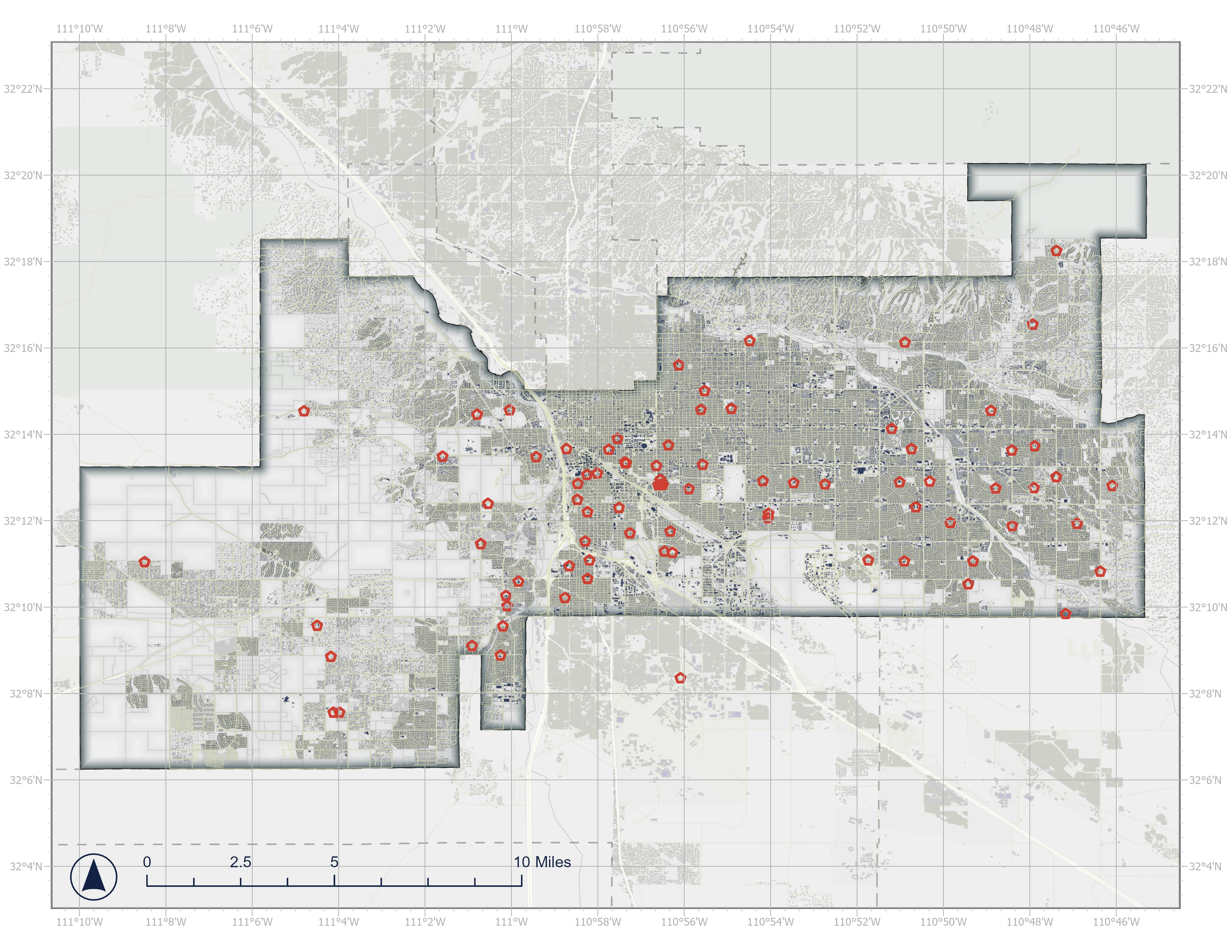 Tucson map of TUST schools